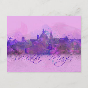 Malta Valletta Violet Coastline Waterverf Briefkaart