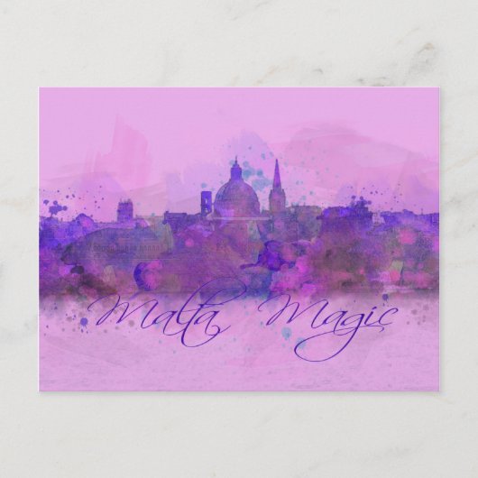 Malta Valletta Violet Coastline Waterverf Briefkaart (Voorkant)