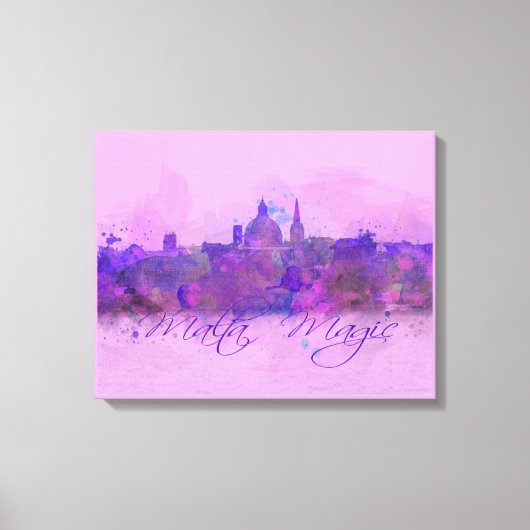 Malta Valletta Violet Coastline Waterverf Canvas Afdruk (Voorkant)