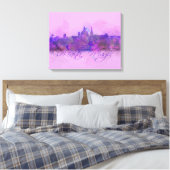 Malta Valletta Violet Coastline Waterverf Canvas Afdruk (Insitu (Slaapkamer))