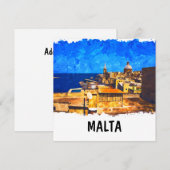 Malta Valletta Waterverf Vintage Reizen (Voorkant / Achterkant)