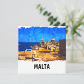 Malta Valletta Waterverf Vintage Reizen (Staand voorkant)