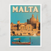 Malta Vintage Kunst Reizen Briefkaart (Voorkant)