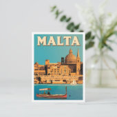 Malta Vintage Kunst Reizen Briefkaart (Staand voorkant)