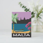 Malta vintage-reisstijlillustratie briefkaart (Staand voorkant)