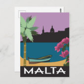 Malta vintage-reisstijlillustratie briefkaart (Voorkant / Achterkant)
