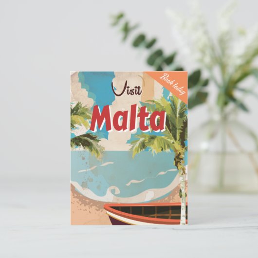 Malta Vintage Travel Poster. Briefkaart (Staand voorkant)
