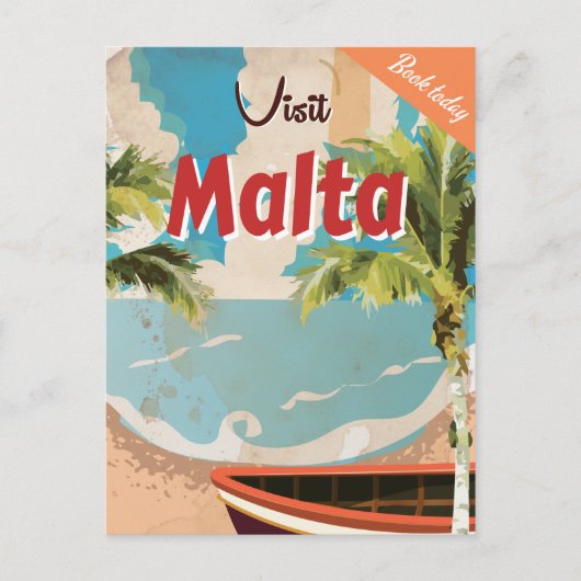 Malta Vintage Travel Poster. Briefkaart (Voorkant)