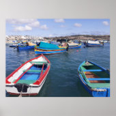 Malta Vist boten bij Marsaxlokk Harbour Poster (Voorkant)