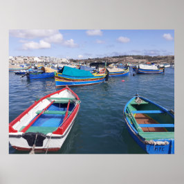 Malta Vist boten bij Marsaxlokk Harbour Poster