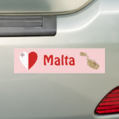 Malta Vlag Hart + Landkaart Bumpersticker (Op auto)