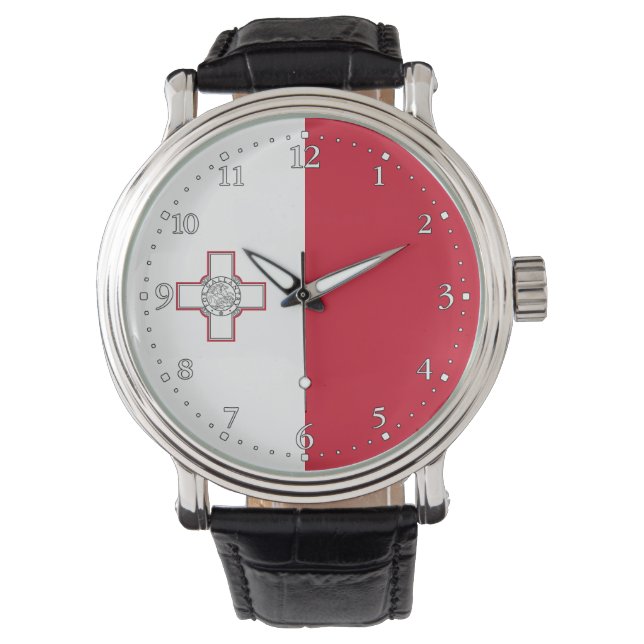 Malta Vlag Horloge (Voorkant)