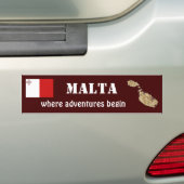 Malta Vlag + Landkaart Bumpersticker (Op auto)