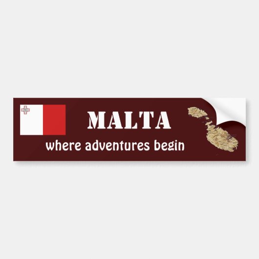 Malta Vlag + Landkaart Bumpersticker (Voorkant)