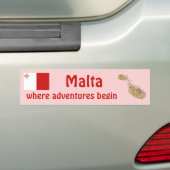 Malta Vlag + Landkaart Bumpersticker (Op auto)