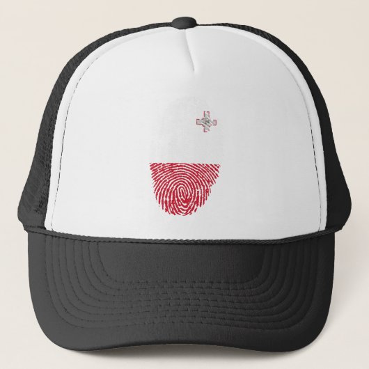 Malta Vlag Vingerprint Land Pride Identity Trucker Pet (Voorkant)