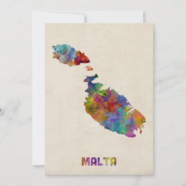 Malta Waterverf Map (Voorkant)