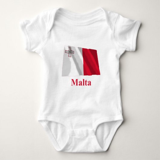 Malta Waving Flag met naam Romper (Voorkant)