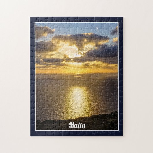 Malta Zonsondergang boven Middellandse Zee Eiland Legpuzzel (Verticaal)