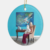 Maltees AANGEPASTE Kerstbal Keramisch Ornament (Links)