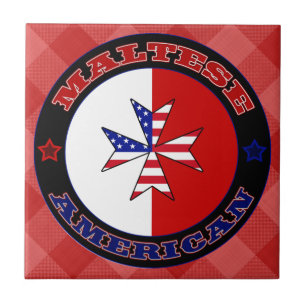 Maltees American Cross Ensign Ceramic Tegel Tegeltje