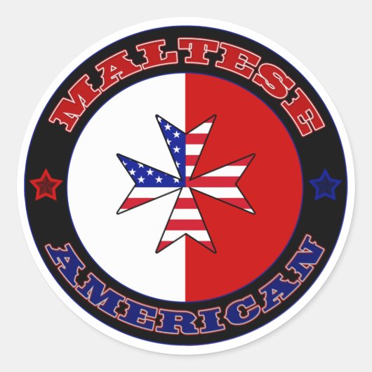 Maltees American Cross Ensign Ronde Sticker (Voorkant)
