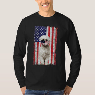 Maltees-Amerikaanse vlag Dog draagt gezichtsmasker T-shirt