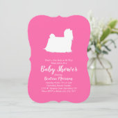 Maltees Baby shower Roze meisje Kaart (Staand voorkant)