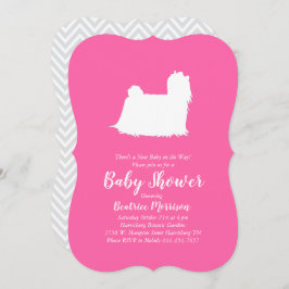 Maltees Baby shower Roze meisje Kaart