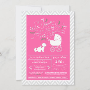 Maltees Baby shower Roze meisje Kaart
