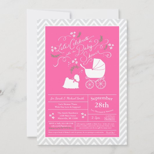 Maltees Baby shower Roze meisje Kaart (Voorkant)