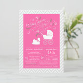 Maltees Baby shower Roze meisje Kaart (Staand voorkant)