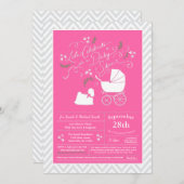 Maltees Baby shower Roze meisje Kaart (Voorkant / Achterkant)
