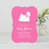 Maltees Baby shower Roze meisje Kaart (Staand voorkant)