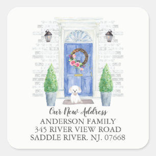 Maltees blauw deur Nieuw adres Etiket sticker