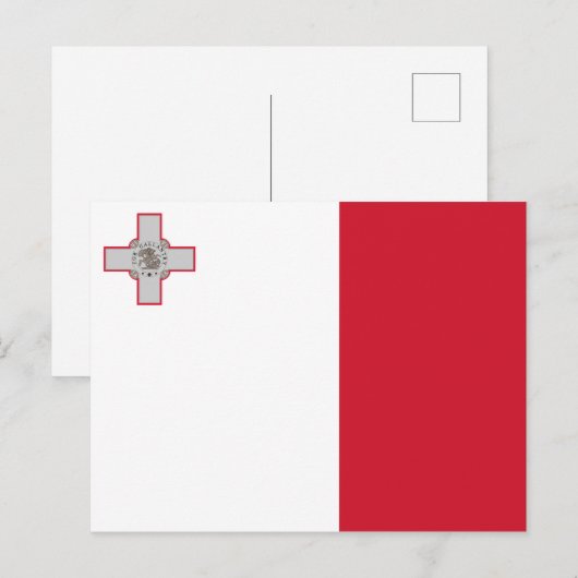 Maltees Briefkaart van de vlag van Malta (Voorkant / Achterkant)