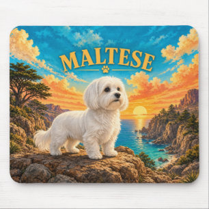 Maltees, Carmel Coast Vintage Waterverf Muismat