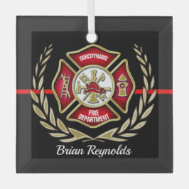 Maltees Cross Personalized Firefighter Ornament