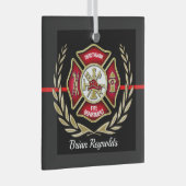 Maltees Cross Personalized Firefighter Ornament (Voorkant Rechts)