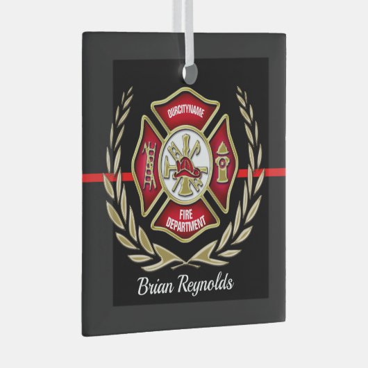 Maltees Cross Personalized Firefighter Ornament (Voorkant Rechts)