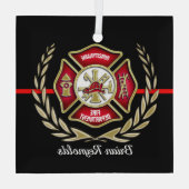 Maltees Cross Personalized Firefighter Ornament (Achterkant)
