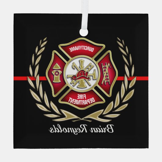 Maltees Cross Personalized Firefighter Ornament (Achterkant)