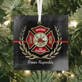 Maltees Cross Personalized Firefighter Ornament