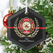 Maltees Cross Personalized Firefighter Ornament