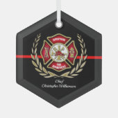 Maltees Cross Personalized Firefighter Ornament (Voorkant)