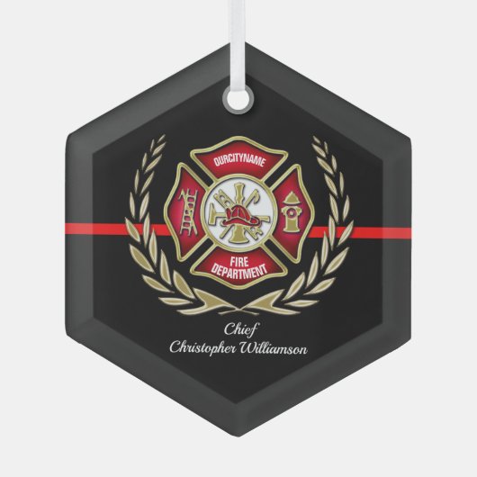 Maltees Cross Personalized Firefighter Ornament (Voorkant)