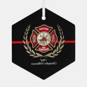 Maltees Cross Personalized Firefighter Ornament (Achterkant)