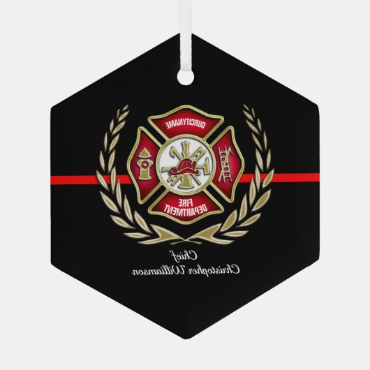 Maltees Cross Personalized Firefighter Ornament (Achterkant)