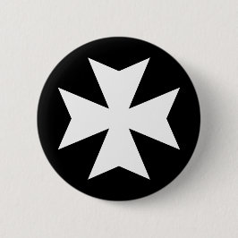 Maltees Cross White pin #1 Ronde Button 5,7 Cm