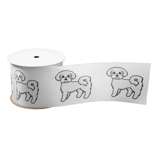Maltees Cute Cartoon Dog Illustratie Satijnen Lint (Spoel)